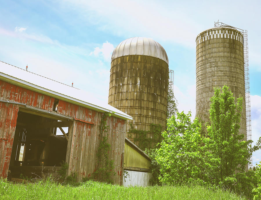 Vintage Barn And Silos Abandoned Photograph by Dan Sproul