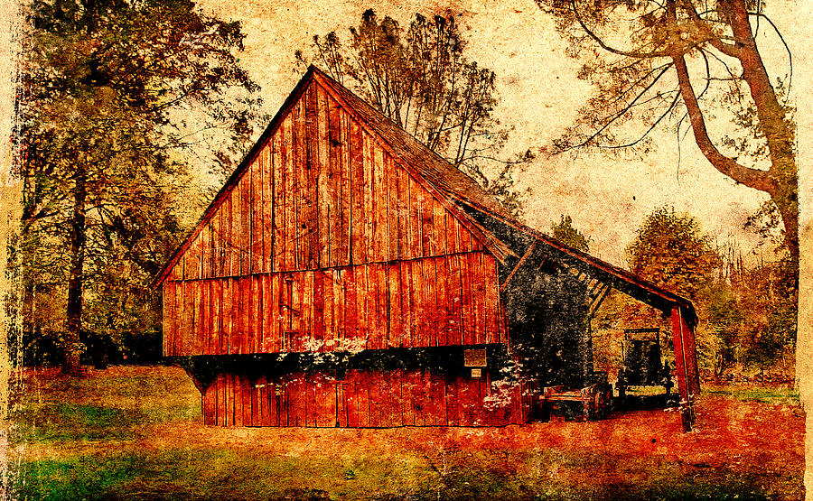 Vintage barn in Shasta State Historic Park, Redding, California Digital Art by Nicko Prints
