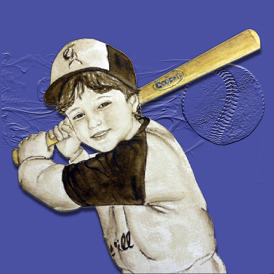 Vintage Baseball Boy Mixed Media by Kelly Mills