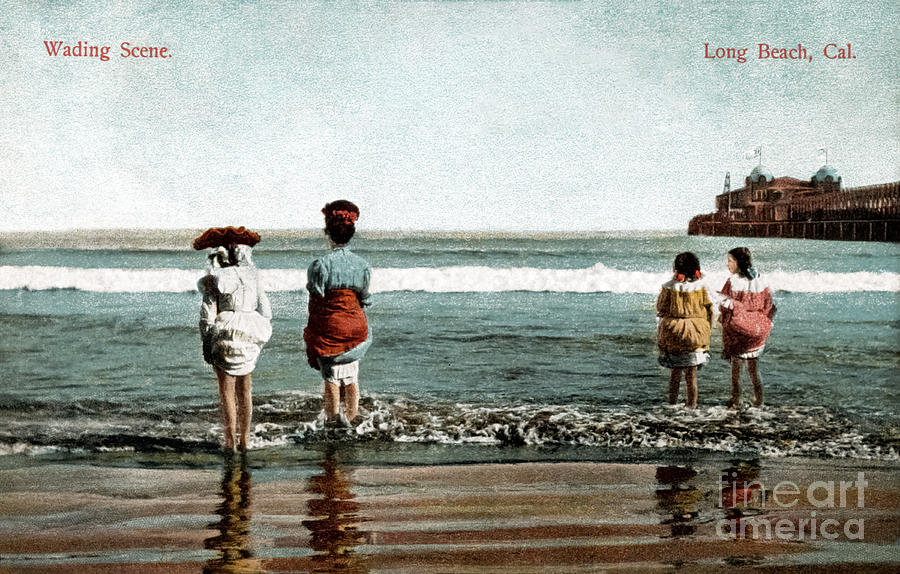 Vintage Bathers Long Beach CA Photograph by Sad Hill - Bizarre Los Angeles Archive