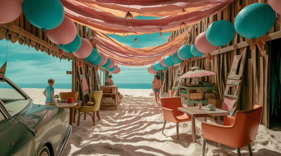 Vintage  Beach  Party  maximalism  by Asar Studios Painting by Celestial Images
