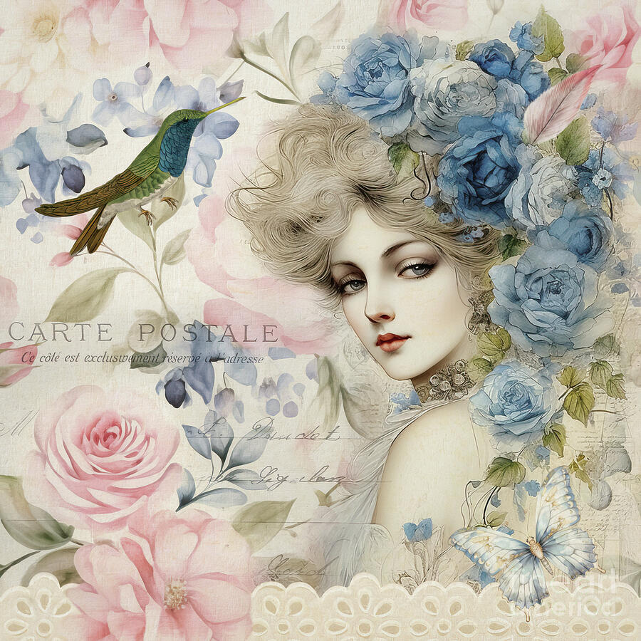 Vintage Beauty In Blue Painting by Tina LeCour Vintage Beauty In Blue Painting by Tina LeCour