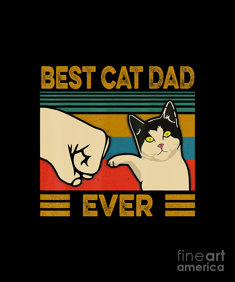 Vintage Best Cat Dad Ever Fist Bump Funny Cat Daddy Father's Day Gift ...