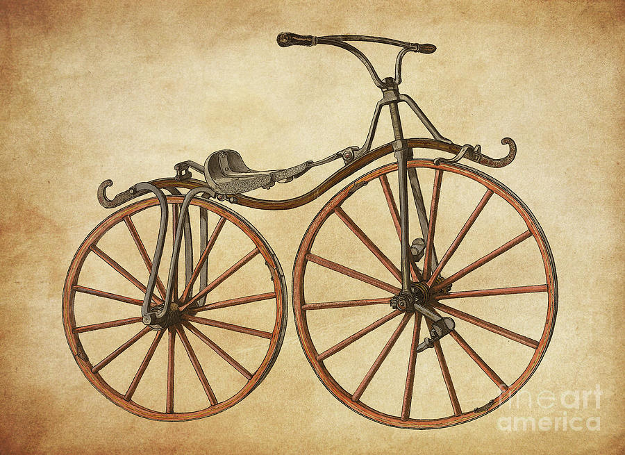 Vintage Bicycle by John L Cutting  Drawing by Mark Miller