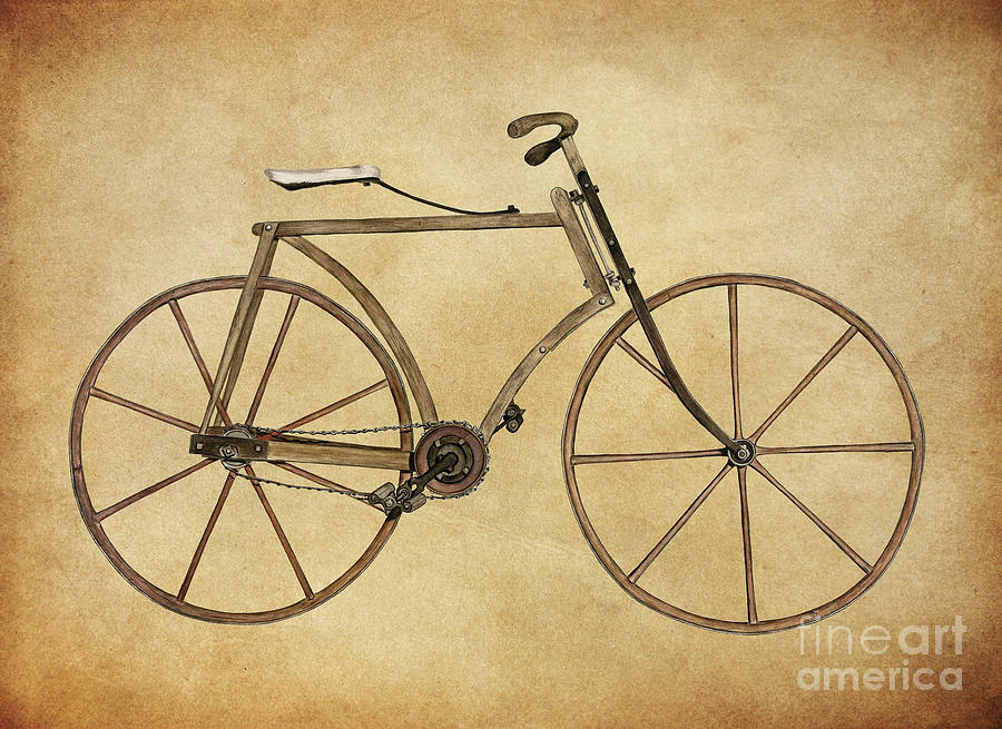 Vintage Bicycle by Marjorie Lee Drawing by Mark Miller