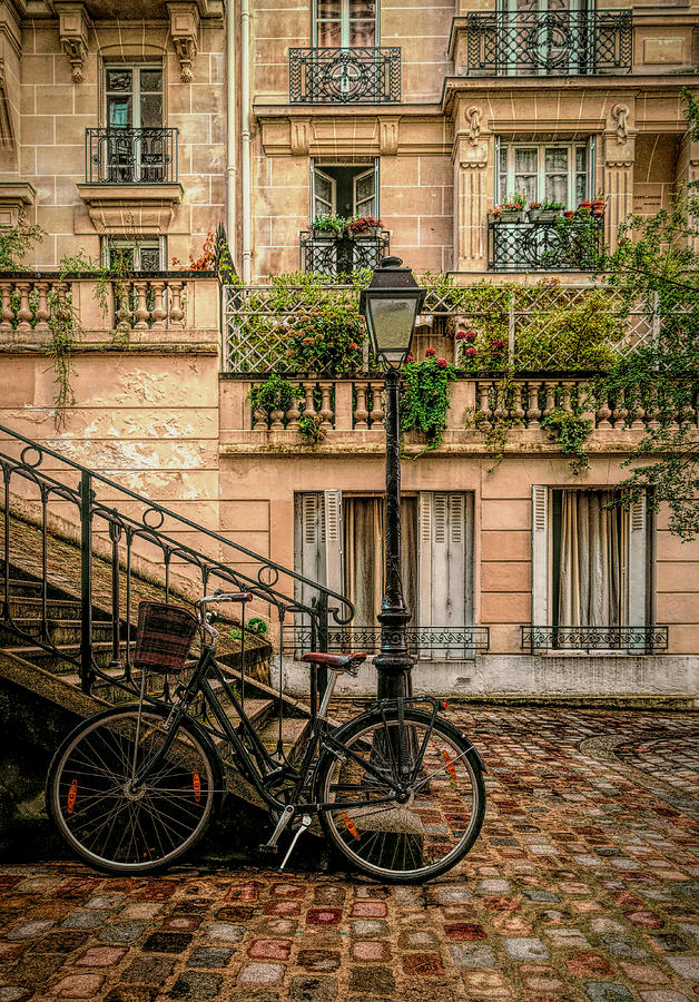 Vintage Bicycle On Cobblestone Street  Photograph by Maria Angelica Maira