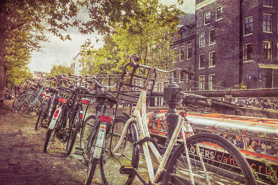 Vintage Bicycles of Every Color in Amsterdam Photograph by Debra and Dave Vanderlaan