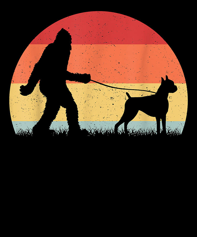 Vintage Bigfoot Walking Boxer Dog Sasquatch Funny Gifts Digital Art by ...