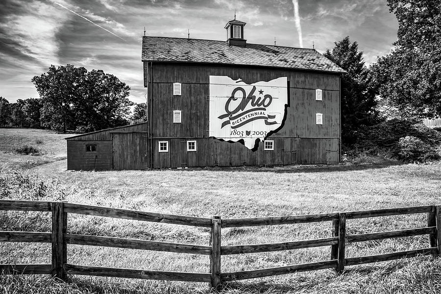 Vintage Black and White Ohio Bicentennial Barn - Columbus Ohio Photograph by Gregory Ballos