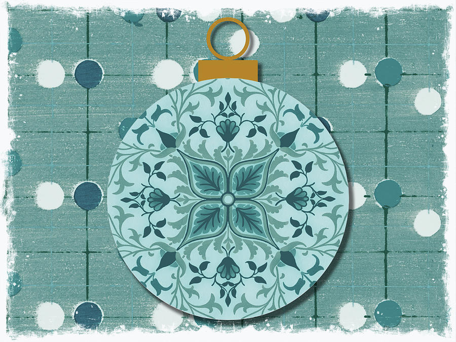 Vintage Blue Christmas Ornament Series 5 Digital Art by Gaby Ethington