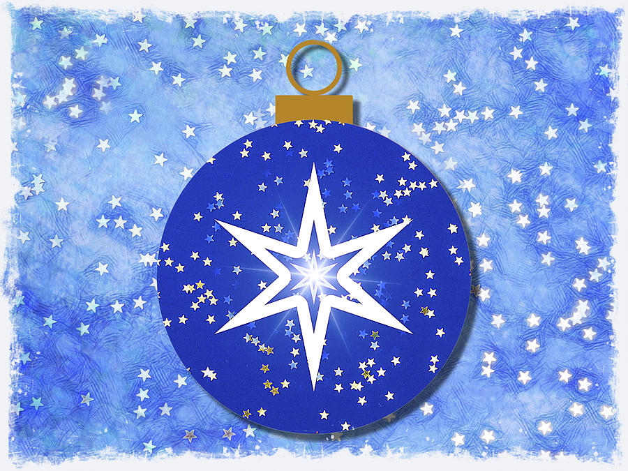 Vintage Blue Christmas Ornament Series 6 Digital Art by Gaby Ethington