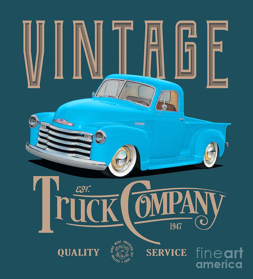 Vintage Mixed Media - Vintage Blue Truck Company by Paul Kuras