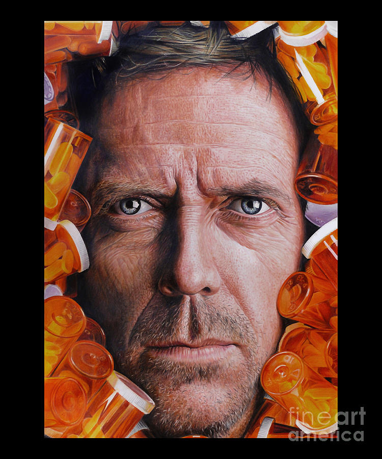 Hugh Laurie Photograph - Vintage Board Print House Md Pills You Need To Ask by Artwork Lucky