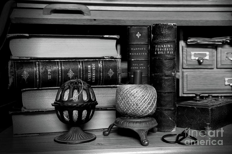 Vintage Books and More black and white Photograph by Paul Ward