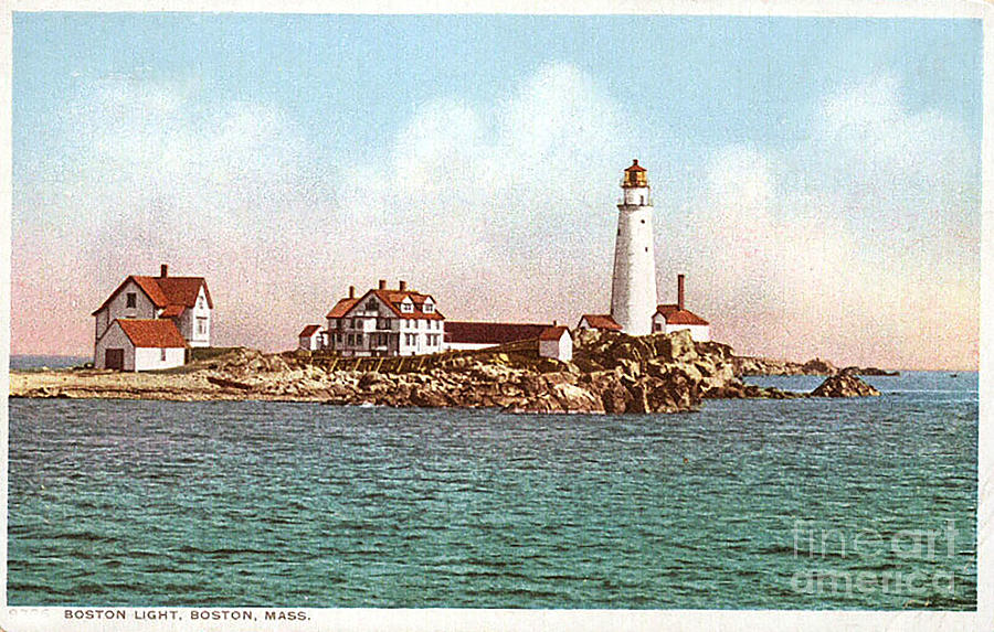 Vintage Boston Light Postcard  1935-1950 Photograph