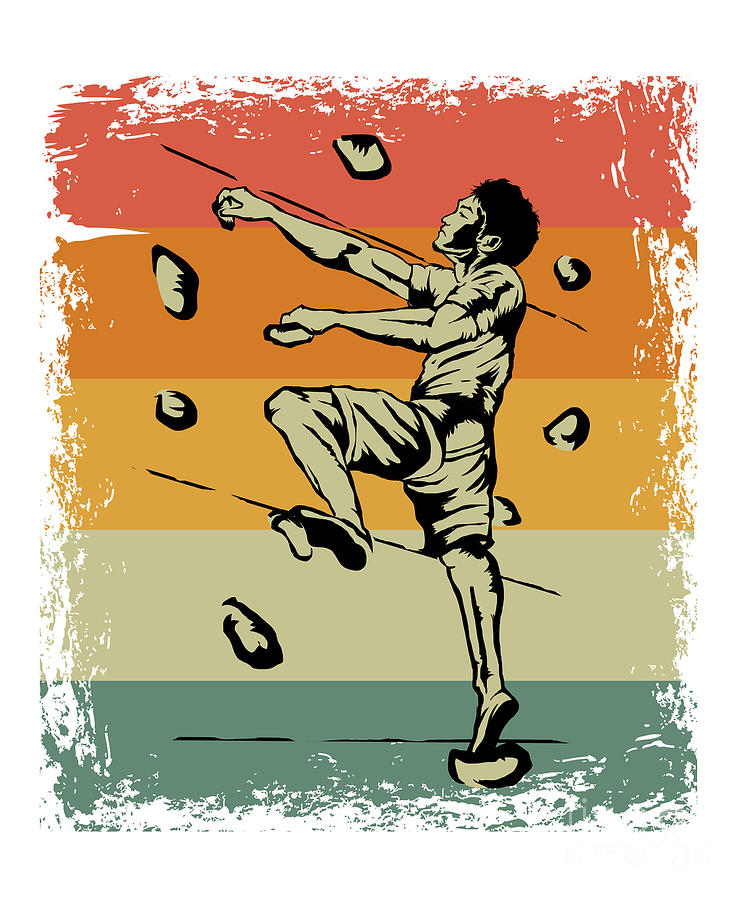 Vintage Bouldering Climber Digital Art by J M