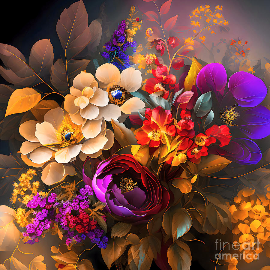 Vintage bouquet of flowers Painting by Jirka Svetlik