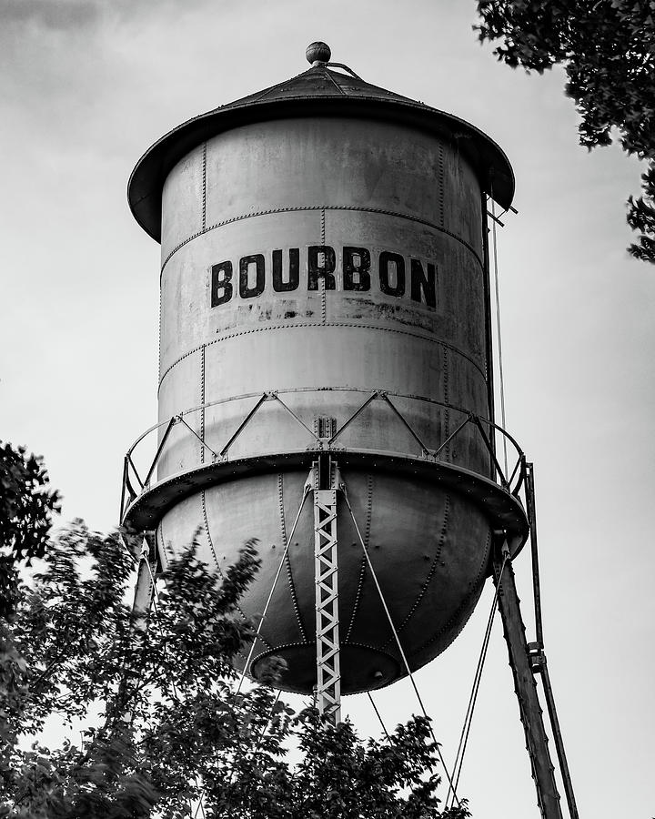 Vintage Bourbon Tower in Missouri - Black and White Photograph by Gregory Ballos
