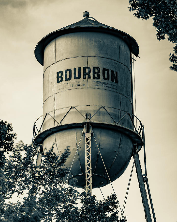Vintage Bourbon Tower in Missouri In Sepia Monochrome Photograph by Gregory Ballos