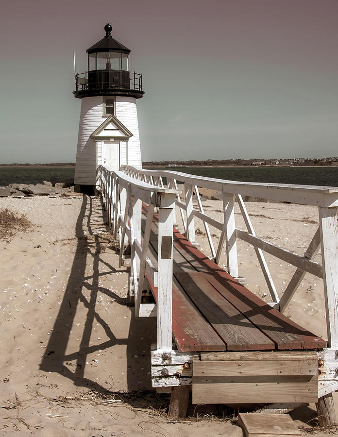 Lighthouse Photograph - Vintage Brant point lighthouse by Jeff Folger