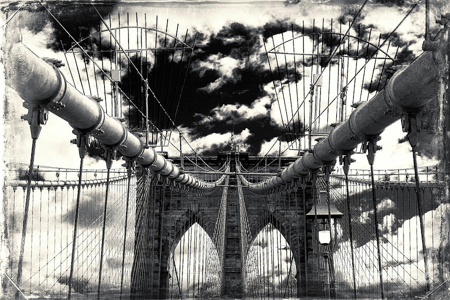 Brooklyn Bridge Photograph - Vintage Brooklyn Bridge New York City by John Rizzuto
