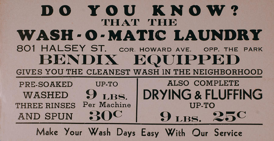 Vintage Brooklyn Laundromat Card Photograph by John Quinn