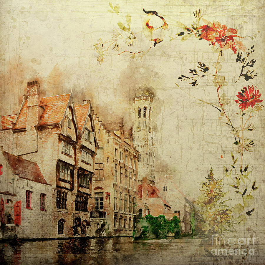 Vintage Bruges Digital Art by Ann Garrett