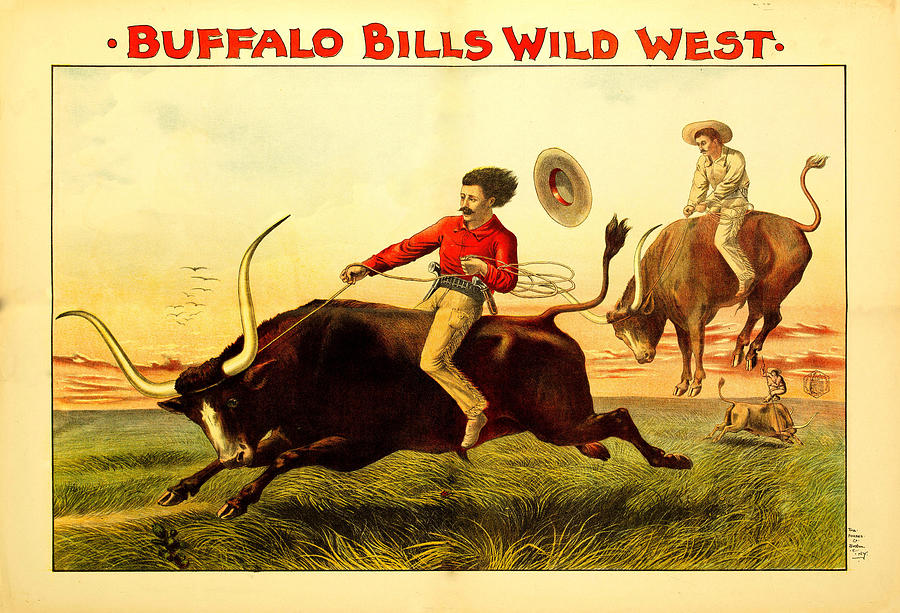 Buffalo Bills Wild West, Cowboys Riding Wild Mustangs, Vintage Poster Wall  Art, Canvas Prints, Framed Prints, Wall Peels