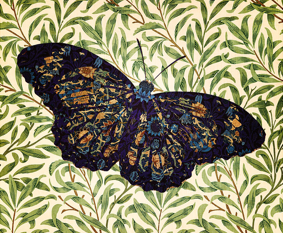 Vintage Butterfly William Morris Victorian Remix Digital Art by Western ...