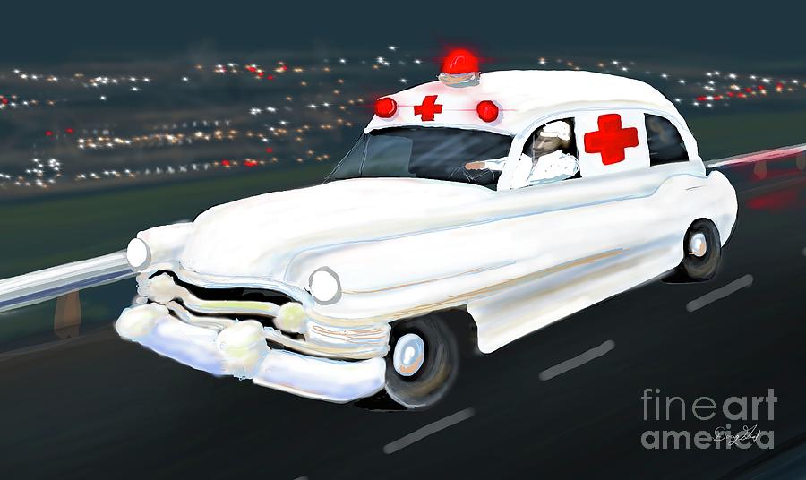 Vintage Cadillac Ambulance Digital Art by Doug Gist