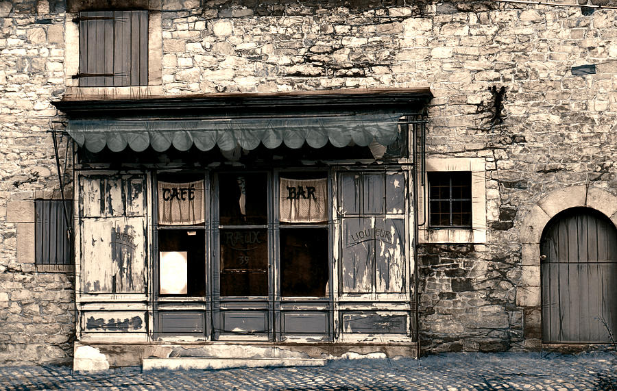 Vintage Cafe Facade - Digital Paint Photograph by Maria Angelica Maira