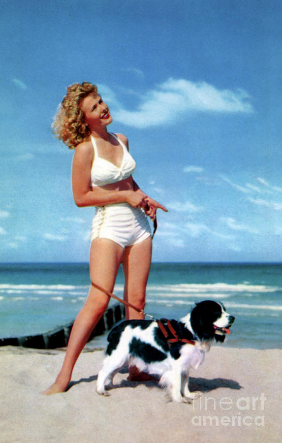 Vintage California Blonde and Dog Photograph by Sad Hill - Bizarre Los Angeles Archive