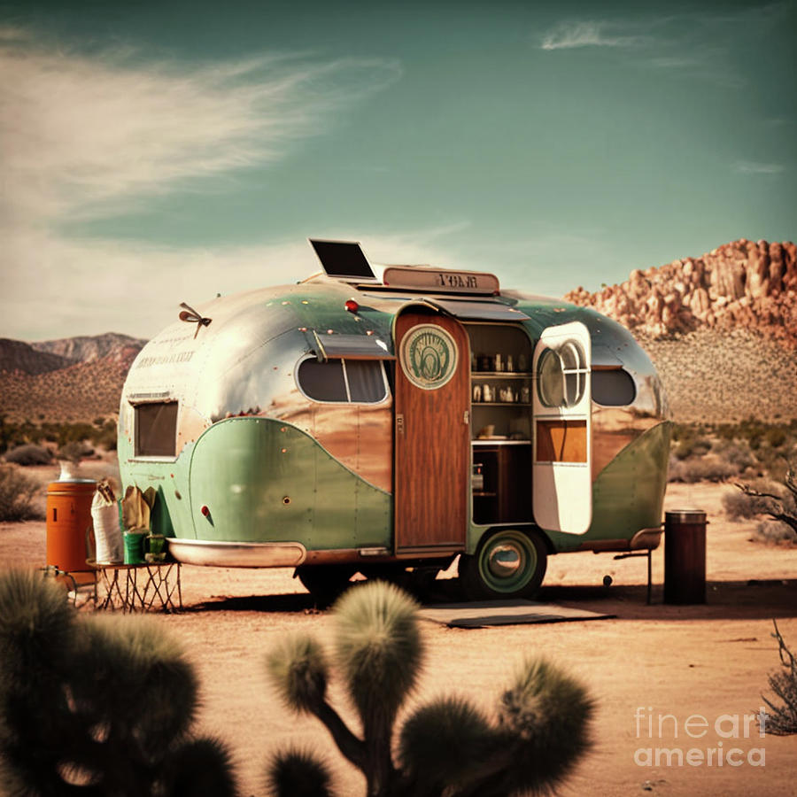 Vintage Camper Travel Trailer Illustration Digital Art by Cindy Shebley ...