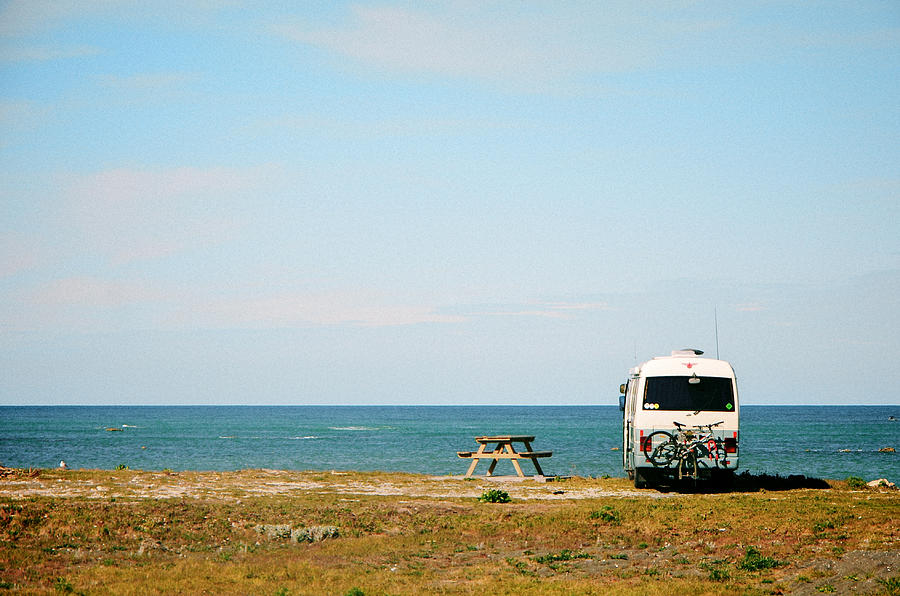Vintage Campervan on a Beach Photograph by Taken by Melchor Gomez-Labagala