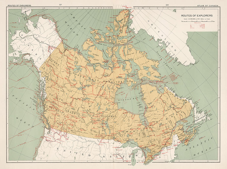 Vintage Canada Exploration Map 1915 Drawing by Adam Shaw | Fine Art America