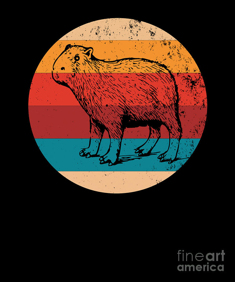 Vintage Capybara Lover Retro Rodent Silhouette Gift Digital Art By Art Grabitees Fine Art America