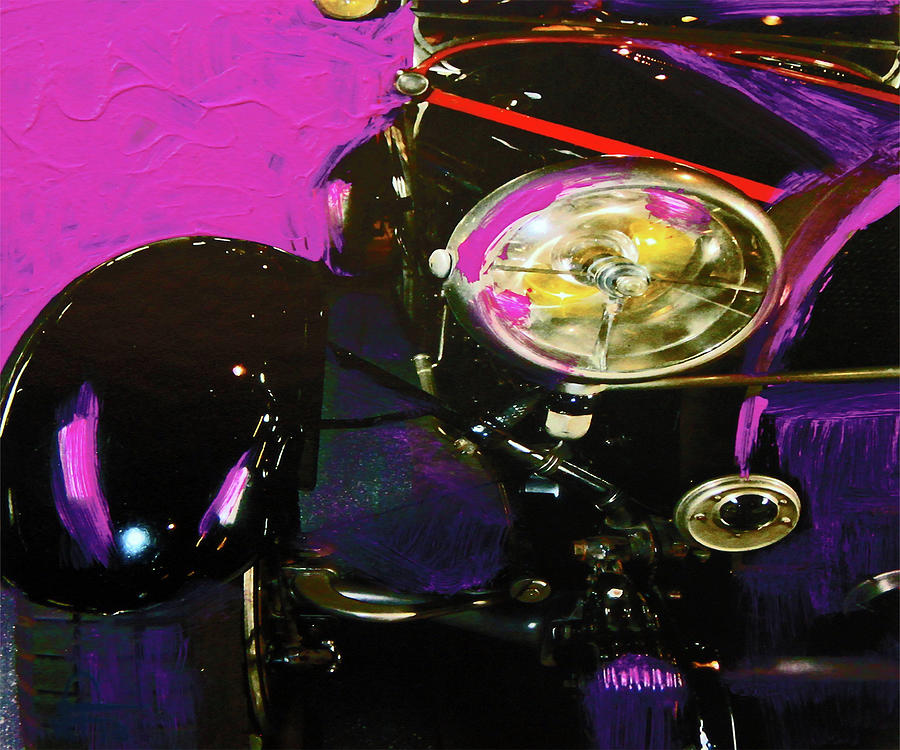 Vintage Car Abstract Purple Mixed Media by Walter Fahmy