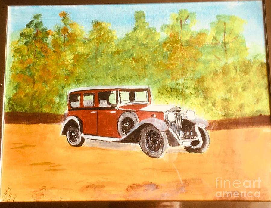 Vintage Car Painting by Audrey Pollitt
