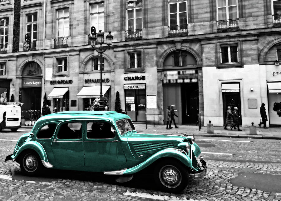 Vintage Car Citroen Traction Avant Paris Green 7Edition Photograph by Pedro Cardona Llambias