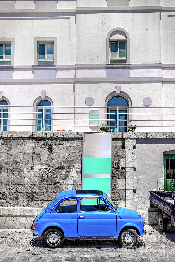 Vintage Car Vertical Background In Italy Village Selective Color Photograph by Luca Lorenzelli