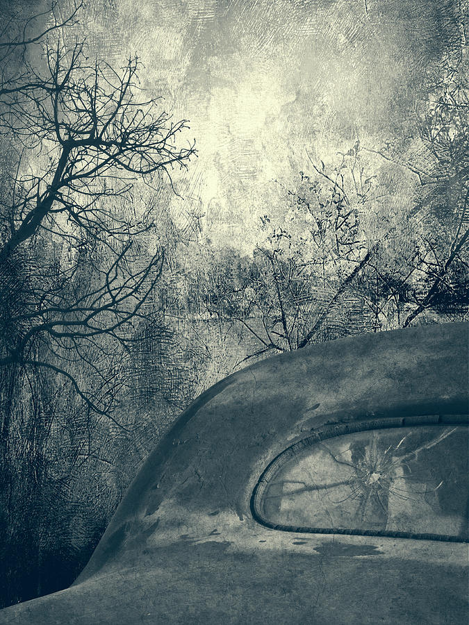 Vintage Car with Bullet Hole Digital Art by Sandra Selle Rodriguez