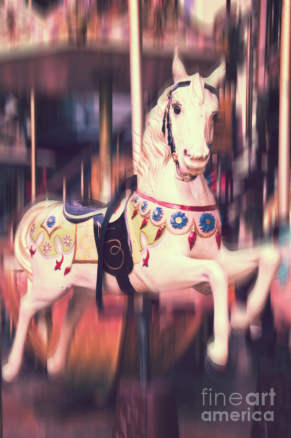 Vintage Photograph - Vintage carousel horse by Delphimages Photo Creations