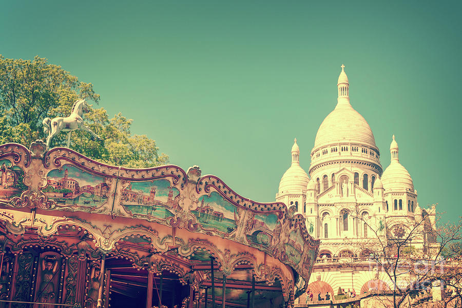Vintage carousel in Montmartre Paris Photograph by Delphimages Paris Photography