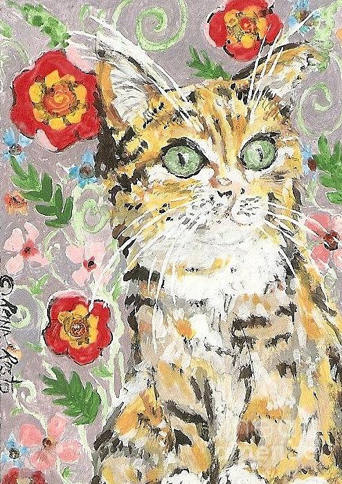 Vintage Cat Painting by Reina Resto