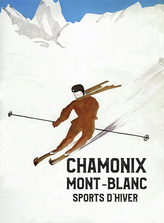 TS97 Vintage Chamonix Mont Blanc Winter Sports Travel Poster Re-Print A4 