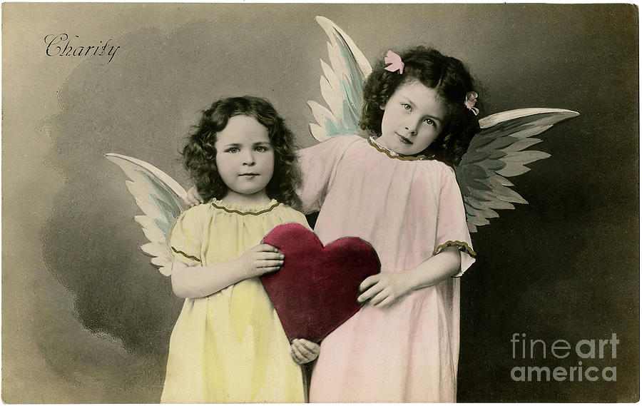 Valentines Day Photograph - Vintage Charity Angels by Tina LeCour