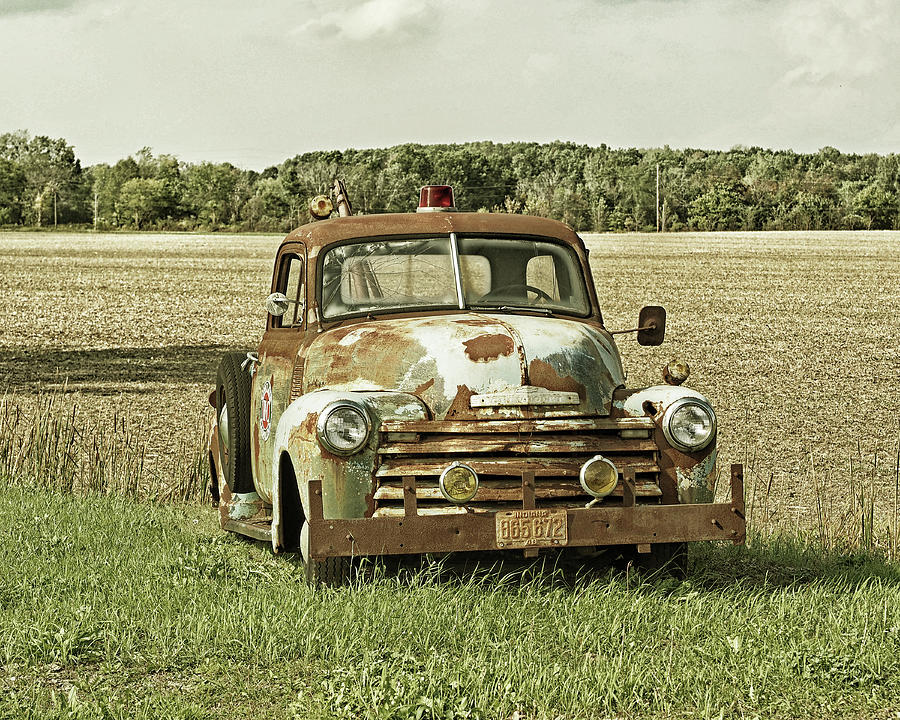 Vintage Chevy Tow Truck In Goldtone Photograph