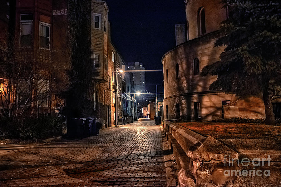 Vintage Chicago Alley at Night Photograph by Bruno Passigatti