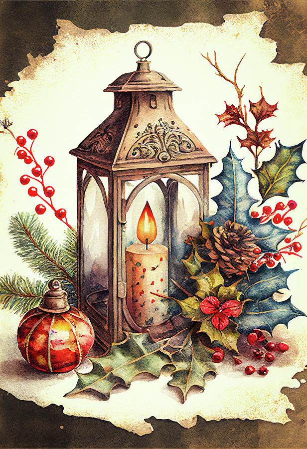 Christmas Digital Art - Vintage Christmas 04 Decorative Watercolor by Matthias Hauser