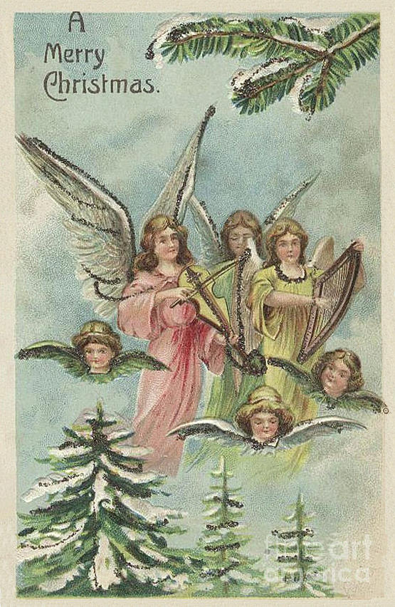 Vintage Christmas Angels Digital Art by Colleen Cornelius